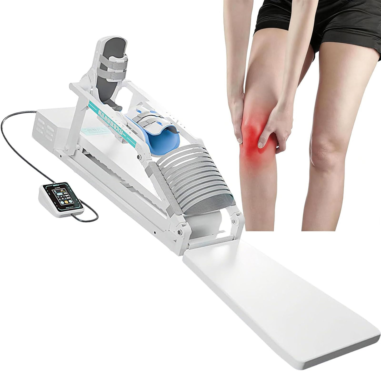JozyJul Continuous Passive Movement (CPM) Machine,Knee Rehabilitation Trainer,0-140° Adjustable Leg Stretcher Exerciser with Reciprocal Motion Therapy (Ankle/Hip Support)