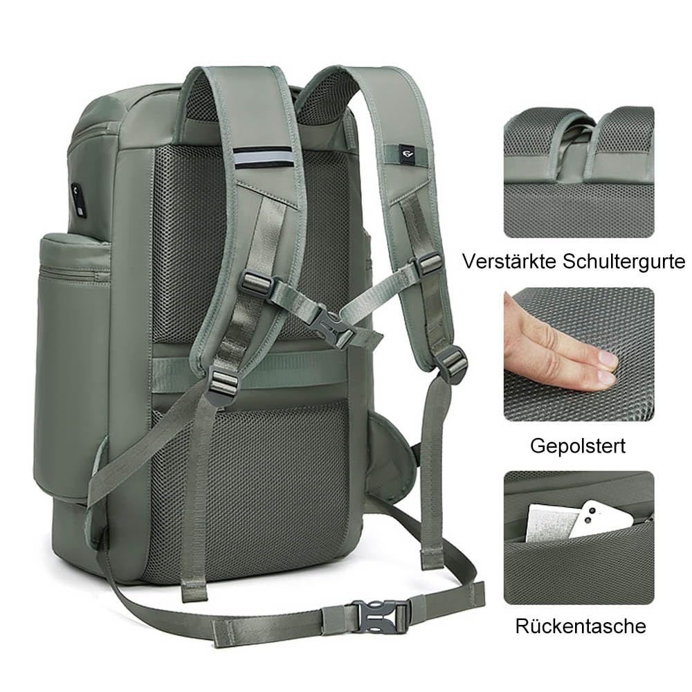 Reiserucksack 17 Zoll Laptop Sport Rucksack mit Schuhfach Nassfach Laptopfach Groß Wasserdicht Ergonomisch Anti Diebstahl (Schwarz)