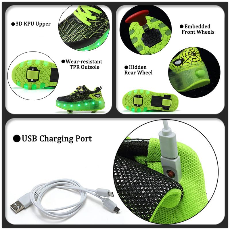 BFOEL Rechargeable Roller Shoes for Boys Girls Age 6-14 with LED Light-Up Kids Sneakers for Outdoor Play, Birthday2