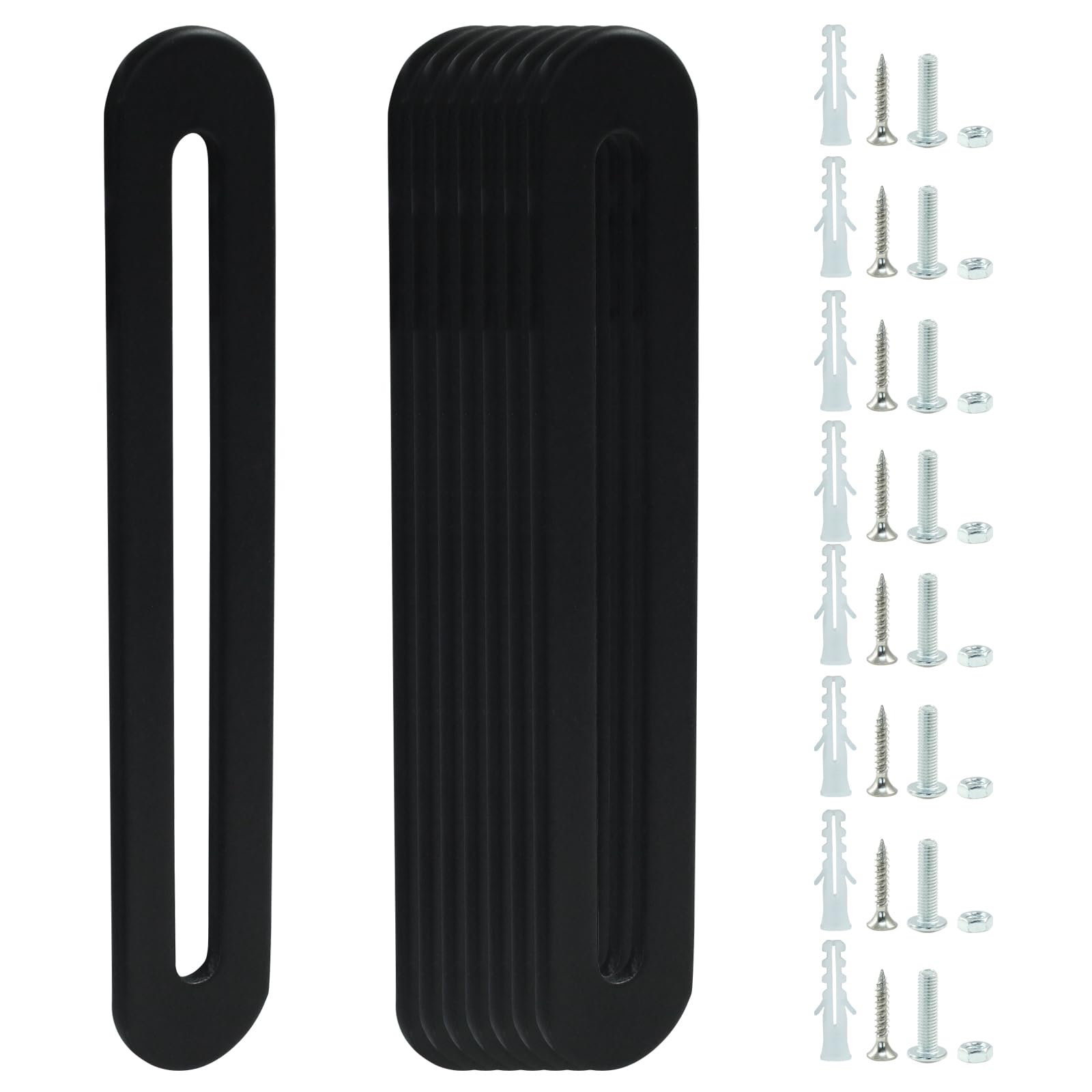 8 Pcs Adjustable Flat Mending Plate with Slot 110mm/4.33 Inch Straight Adjustable Corner Braces Stainless Steel Flat Brace Brackets for Wood Furniture Holder (Black)