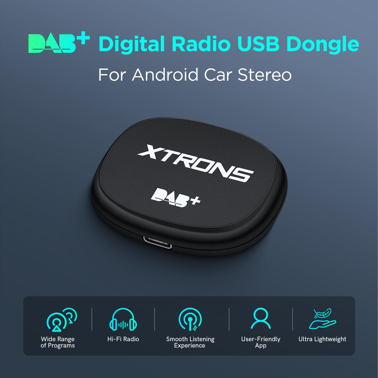 XTRONS Sintonizador de radio digital USB DAB+ receptor USB, caja adaptadora de radio de coche DAB+ para unidad principal estéreo de coche Android