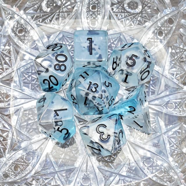 Miniatura 21 de Sage's Portal Juego de dados DND de resina para familiares de dinosaurios y reptiles, juego de dados poliédricos para Dungeons and Dragons RPG