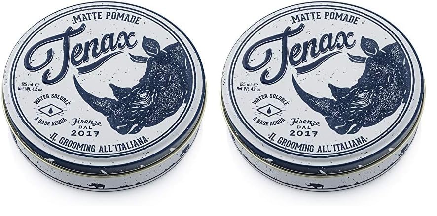 Tenax Ultra Strong Shine Pomade, 125 ml, wasserbasierte Pomade für Männer verleiht superfesten Halt & starken Glanz, leicht auszuwaschendes Haarwachs mit markantem Duft (Packung mit 2)