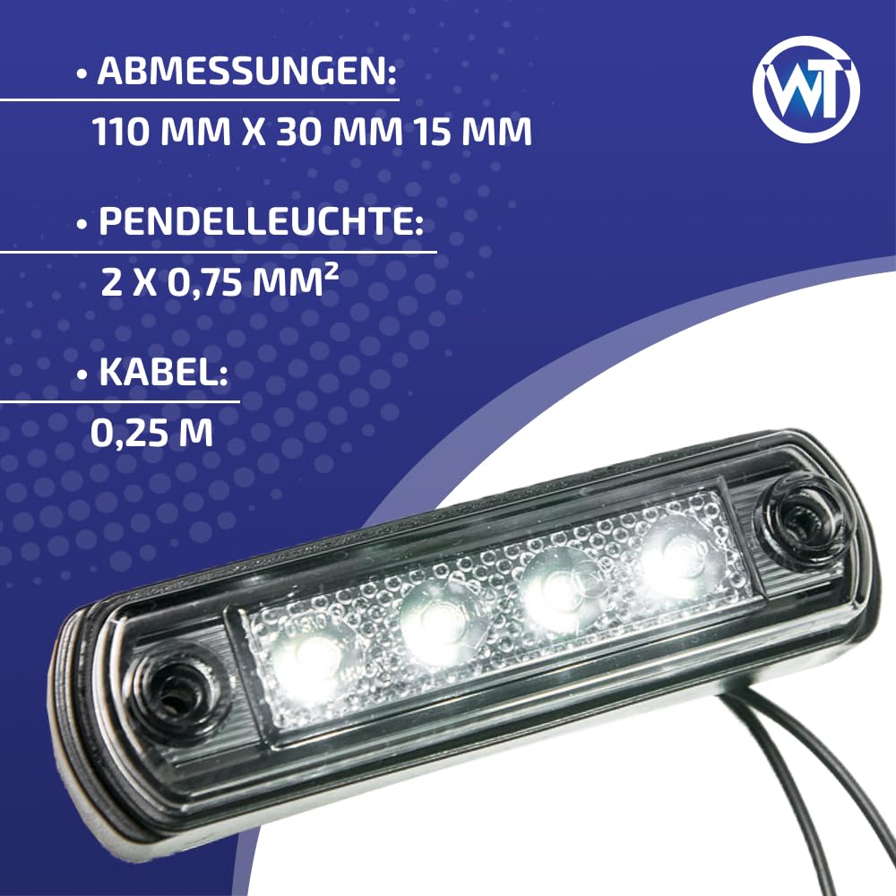 Feu de gabarit SLIM, feu de position SLIM, DARK Graphite, set économique éclairage contour blanc 12/24V mince 2 pièces pour voiture, bus, camion, remorque, caravane, quad