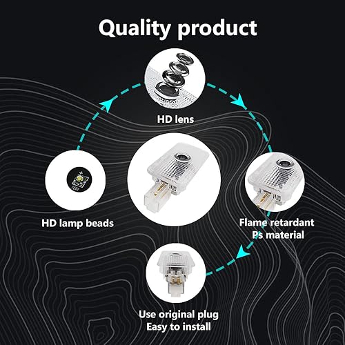 Miniatura 6 de Luces LED con logotipo para puerta de automóvil, proyector de cortesía, luz de bienvenida láser, lámpara de charco, 2 piezas compatible con