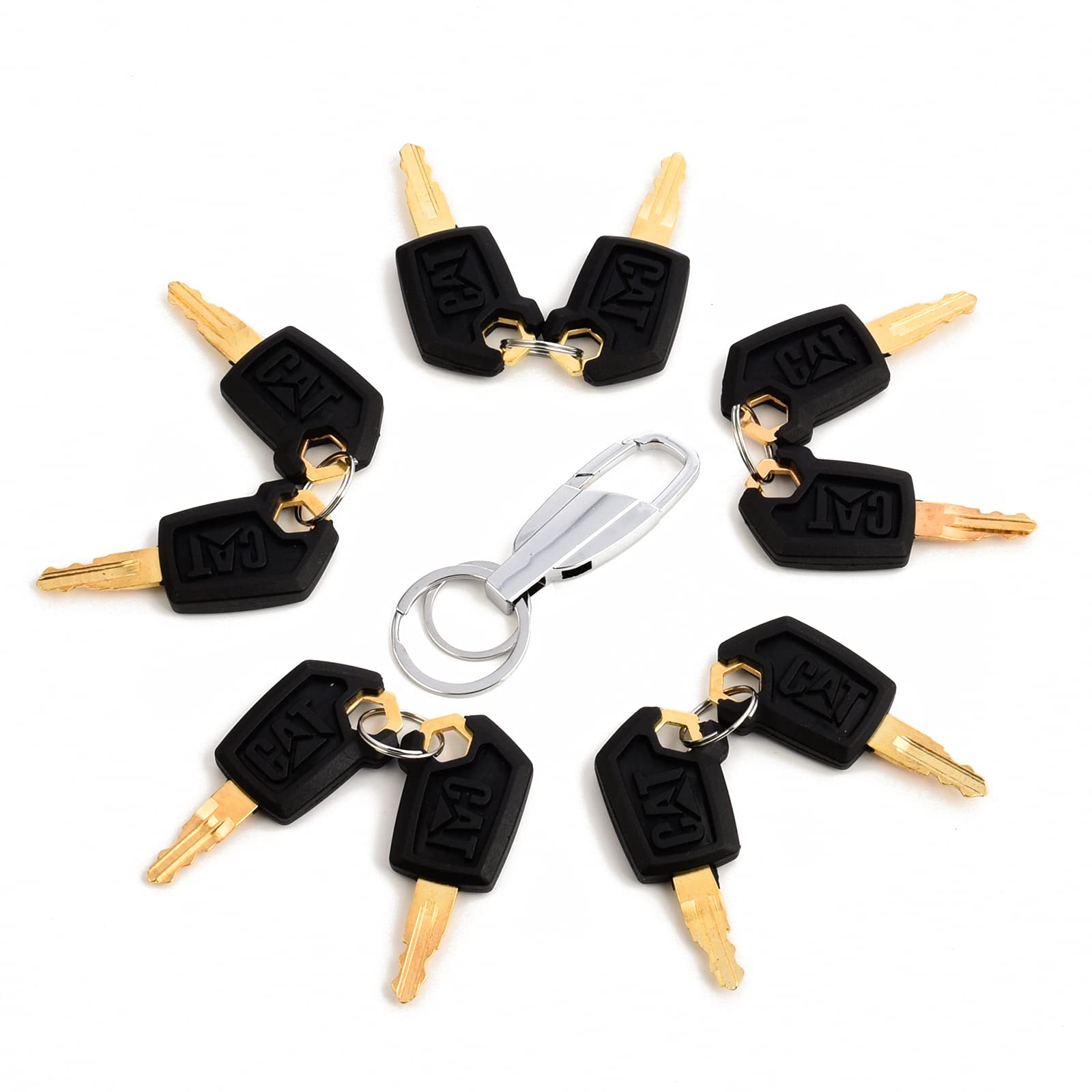 Piuess Yirui 10 PCS Cat Keys for Caterpillar Heavy Equipment Pendant Craft # 5P8500 Ignition Loader Excavator Dozer Metal & Plastic Black & Copper Materials Key Sets