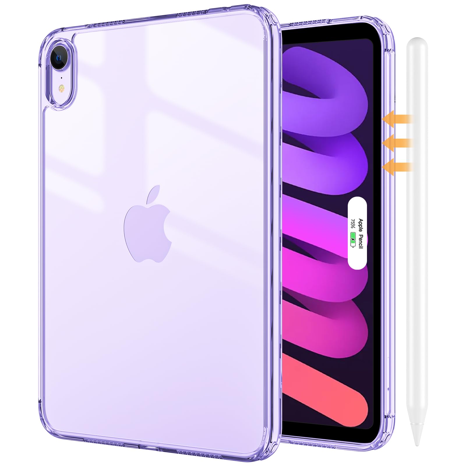 ProCase Clear Case for iPad mini 7th(A17 Pro) 2024 / Mini 6th Generation 8.3" 2021, Slim Light Transparent Anti-Yellow Back Cover for iPad mini 7 6 8.3 Inch -Clearpurple