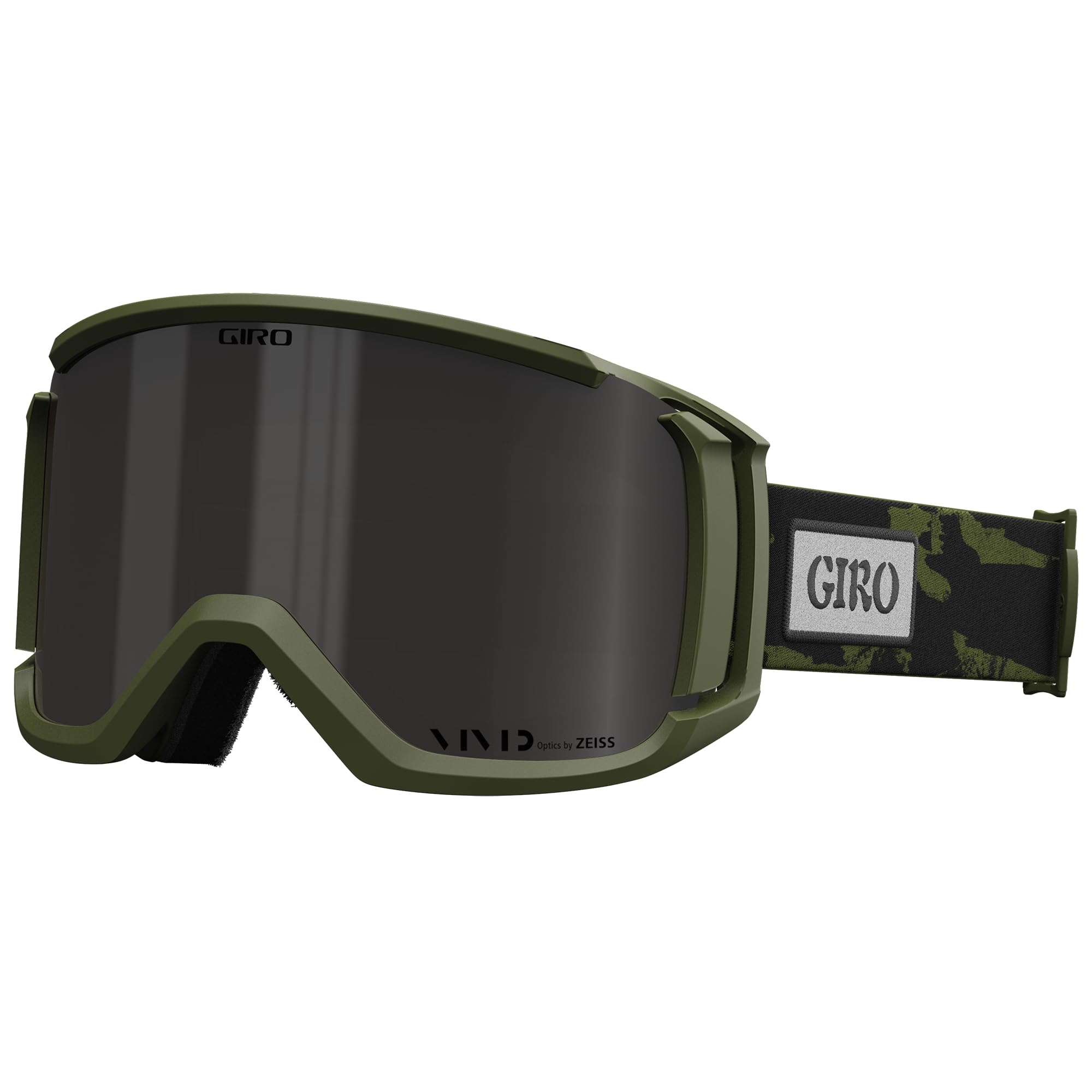 Giro Revolt - Gafas de snow, de esquí y snowboard para hombres, mujeres y jóvenes, correa manchada verde con lentes ahumadas/transparentes vívidas