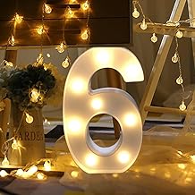 Dewanxin LED Number Lamp Number Illuminated Numbers 0 1 2 3 4 5 6 7 8 9 Bright Signs Lights LED Alphabet Marquee Lights for Home Wedding Party Reception Bar Decoration (6)