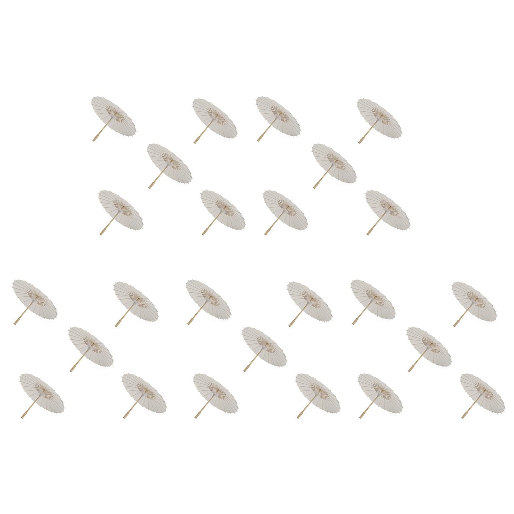 Hndhbfgrt 25PCS Paper Parasol 60Cm Beach Umbrella White DIY Umbrella Photography Props for Baby Shower Party Wedding