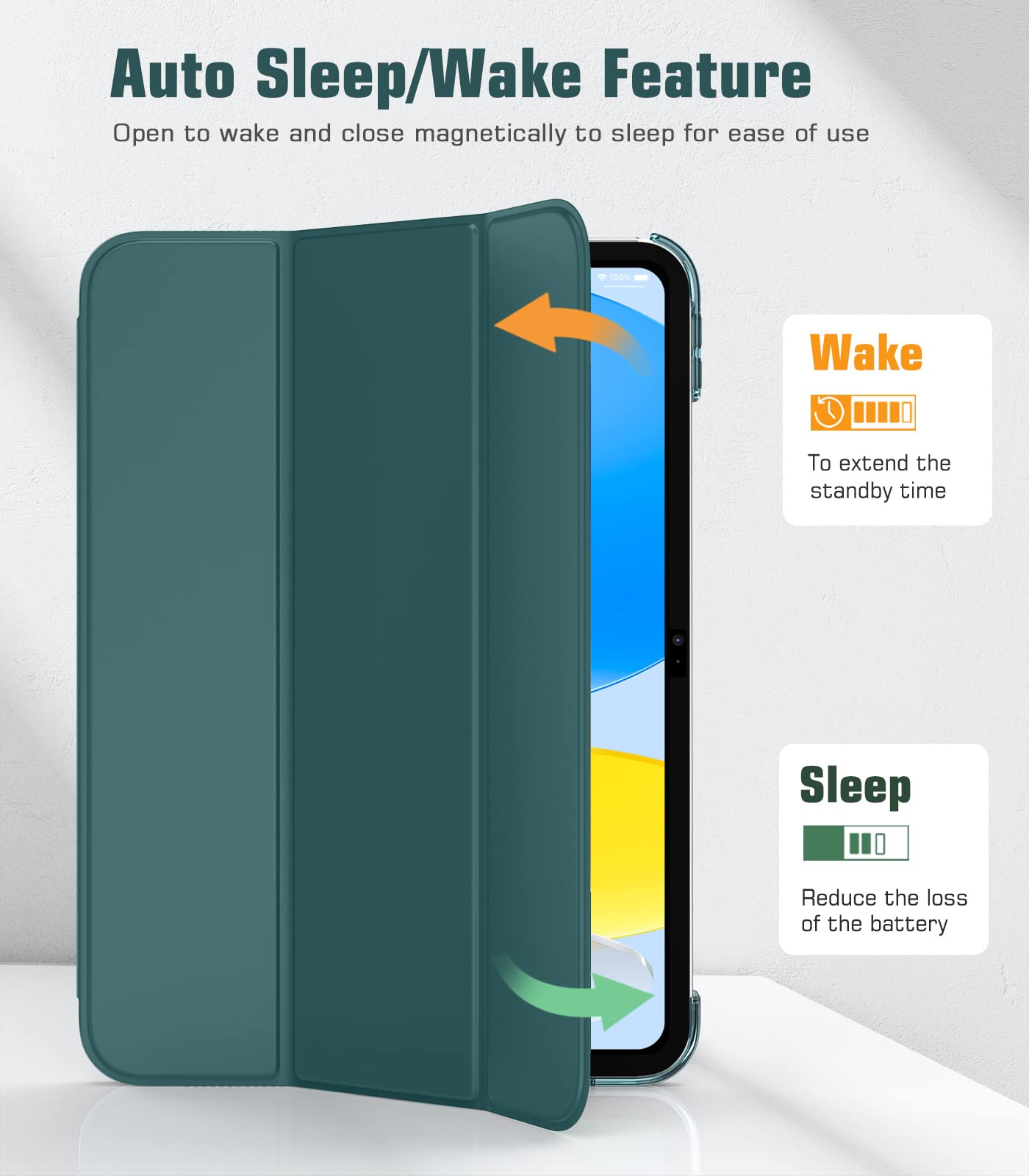 TiMOVO Cover Custodia Compatibile con iPad 10 Generazione 10,9" 2022, iPad 10 Cover con Retro in PC Rigido Semi-Trasparente, Funzione di Auto Sveglia/Sonno, Turchese