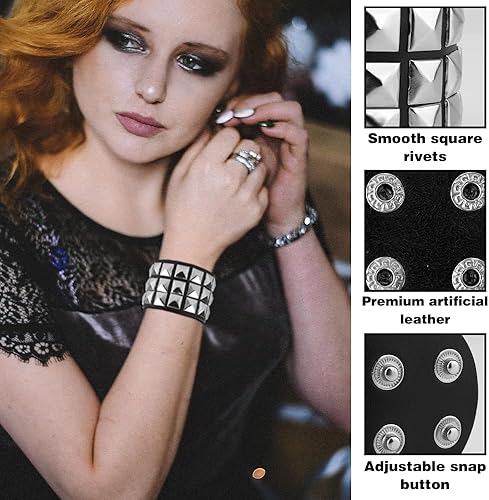 Miniatura 2 de Pulsera tachonada, pulsera punk, pulseras con pinchos, pulseras emo, pulseras góticas, pulsera gótica, brazalete con tachuelas