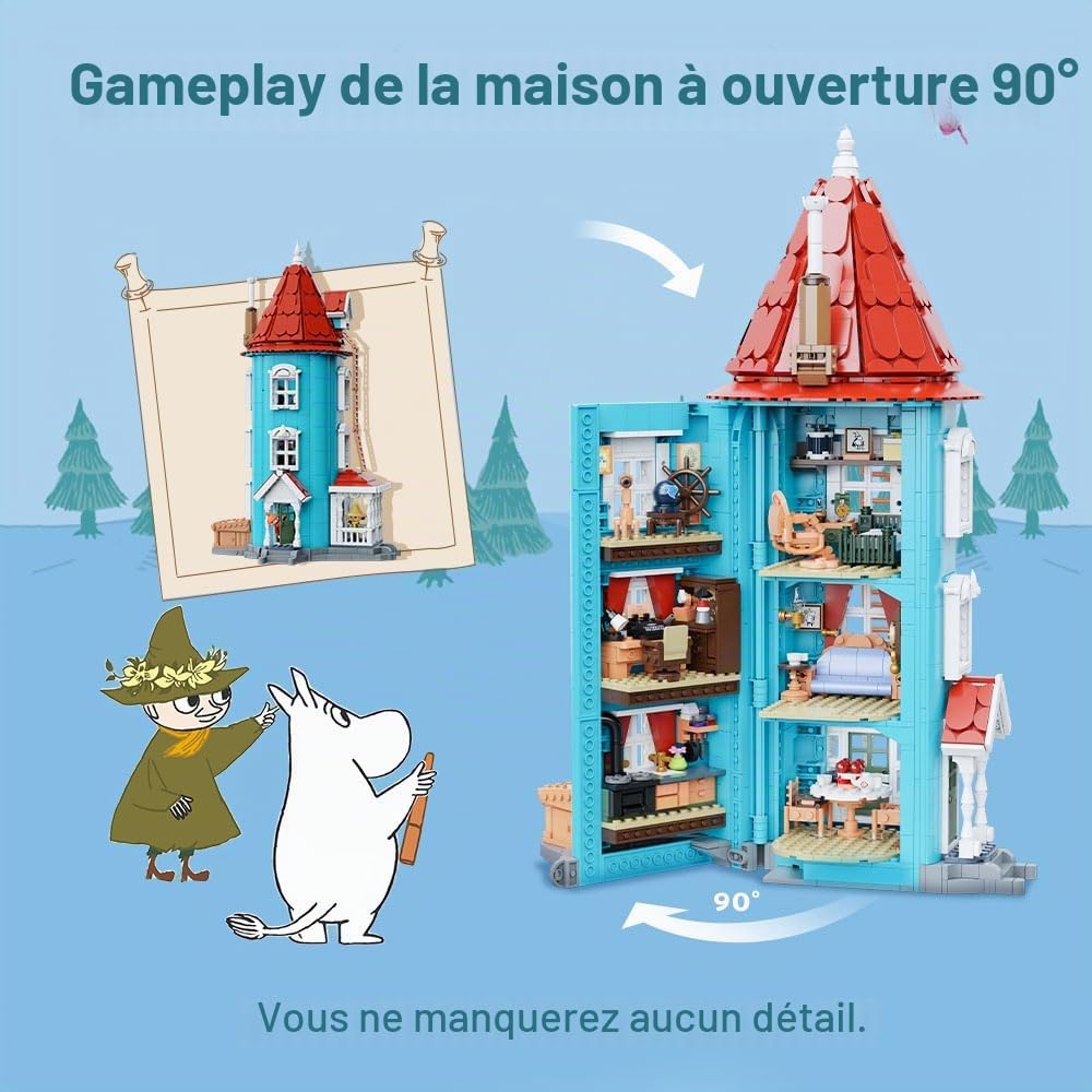 PANTASY Ensemble de Construction de Maison modulaire de Conte de fées - Maison Bleue avec Personnages Classiques, Structure Ouverte et intérieur détaillé - Kit de présentation pour Les Fans et Les