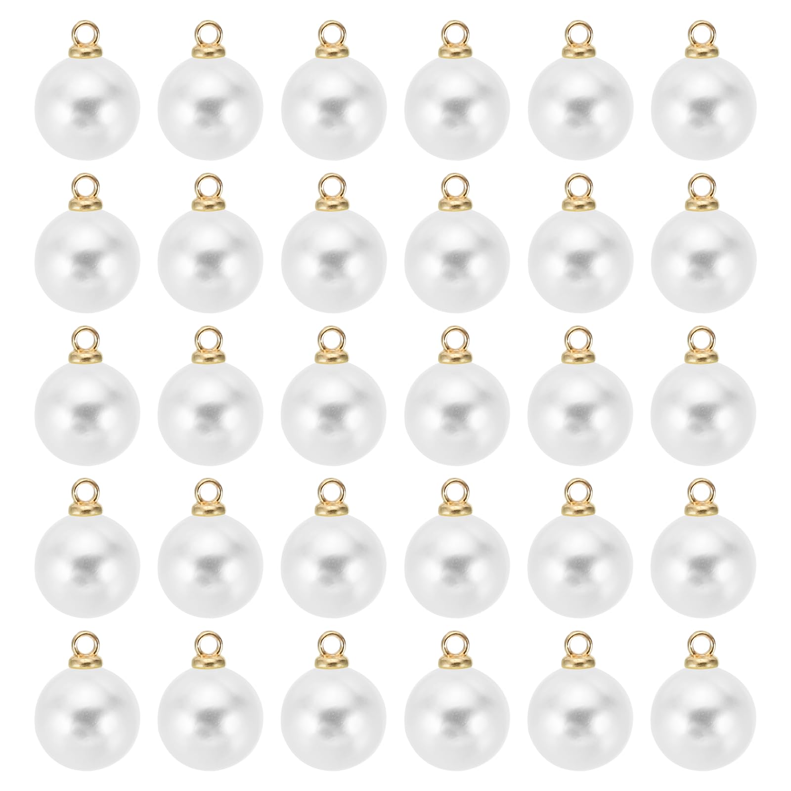 PATIKIL 100Pcs 8mm Pearl Charm Faux Pearl Bead Light Golden White โ image 1
