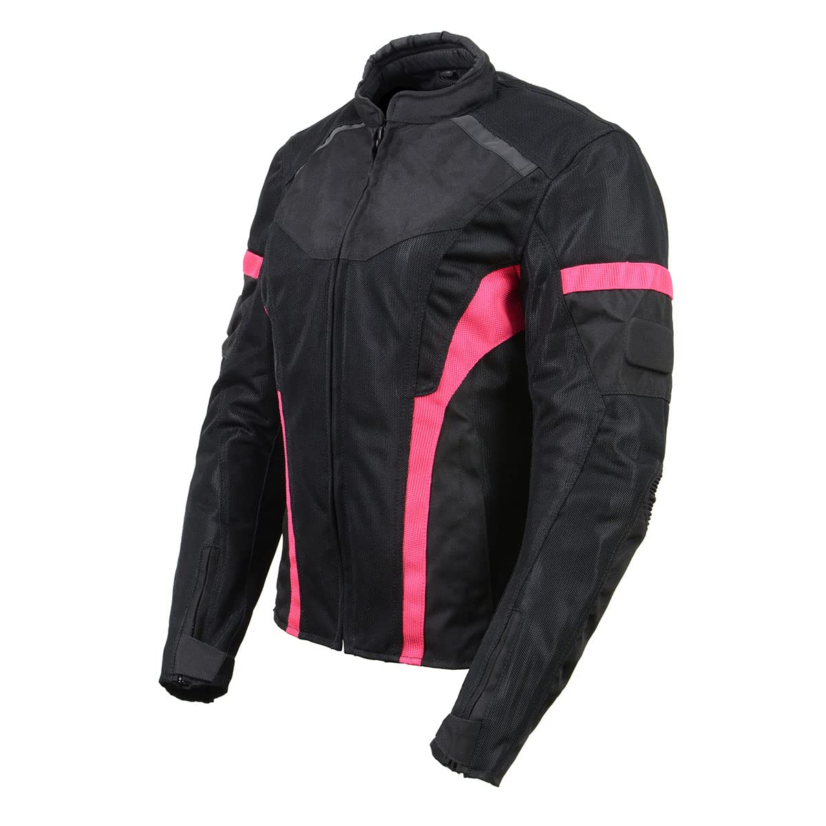 Milwaukee Leather MPL2794 Black and Pink Mesh Textile Armored Motorcycle Racer Jacket for Women - All Season Jackets — view 8