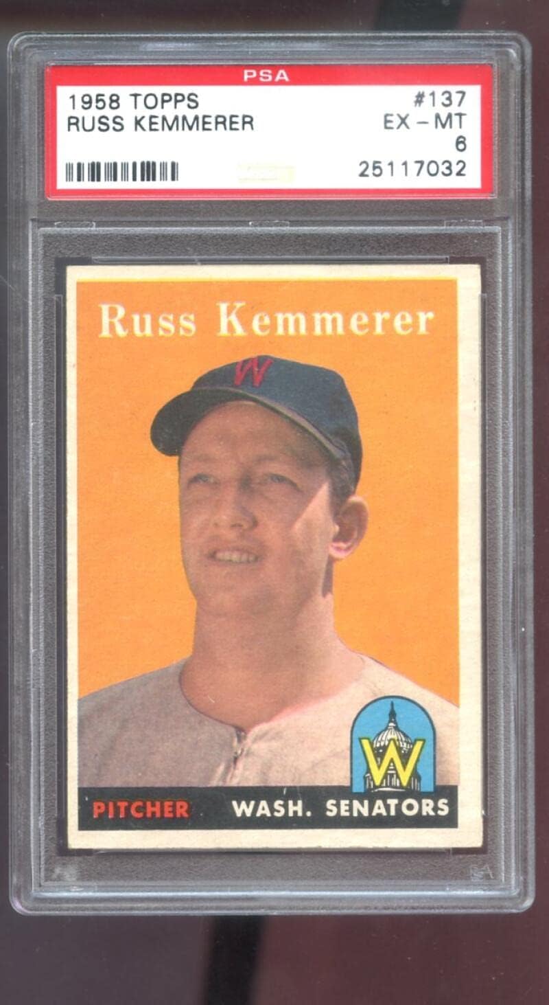 1958 Topps #137 Russ Kemmerer PSA 6 Graded Baseball Card MLB Washington Senators