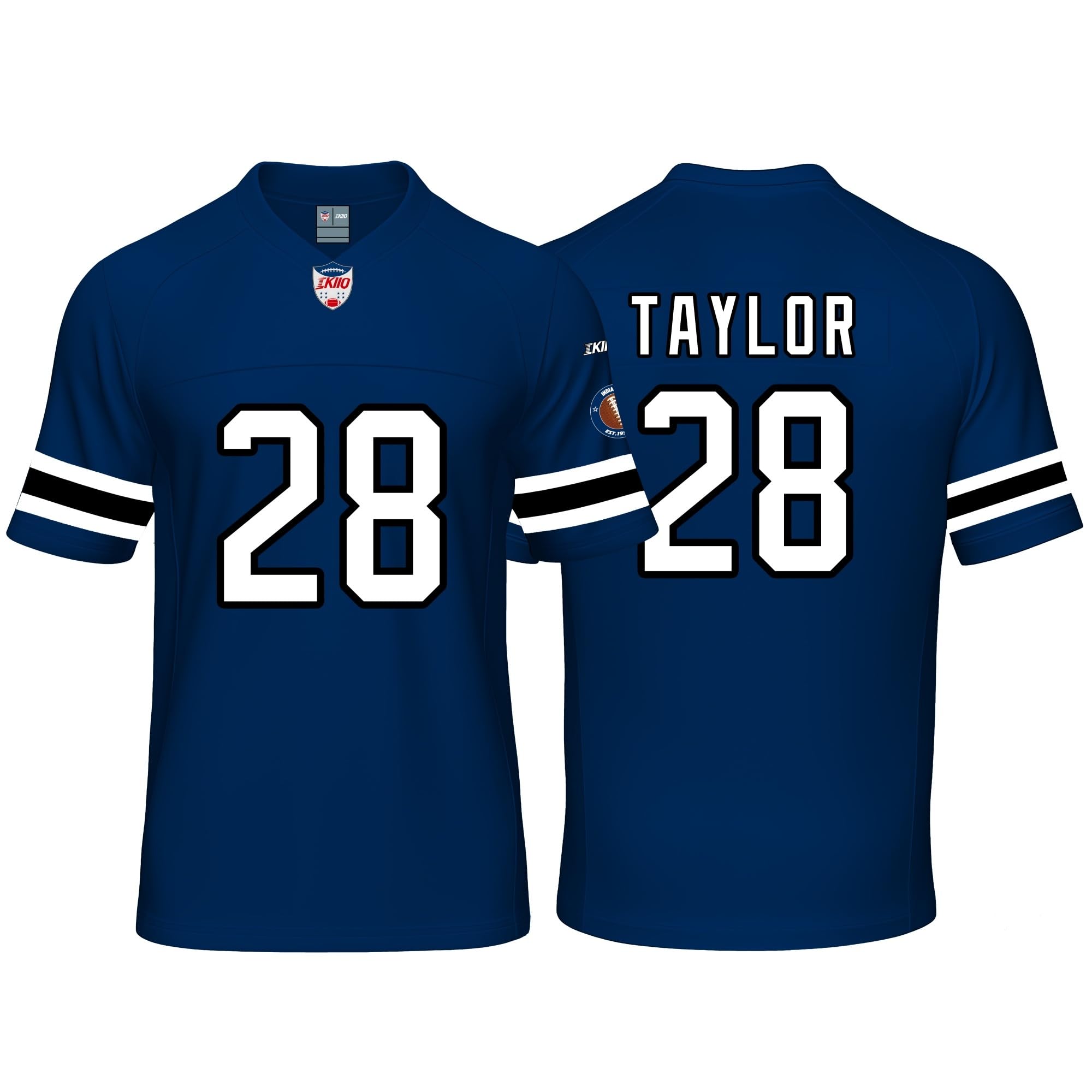 Custom Mens/Youth Football Stitched T-Shirt for Sports Fan Blue No Brand/Logos