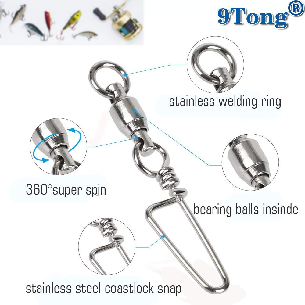 9Tong 25pcs 48lbs High Strength Stainless Steel Fishing Swivels with Barrel Swivel for Freshwater and Saltwater Fishing - Image 3