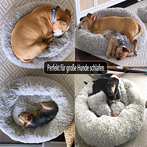 XXL Hundebett Orthopädisch Waschbar Rund Haustierbett für Große Grosse Mittelgroße Hunde XL Hundesofa Antistress Waschbar Kuschelig Hundekissen Memory Foam Hoch Oval Donut Labrador Hundehöhle Grau