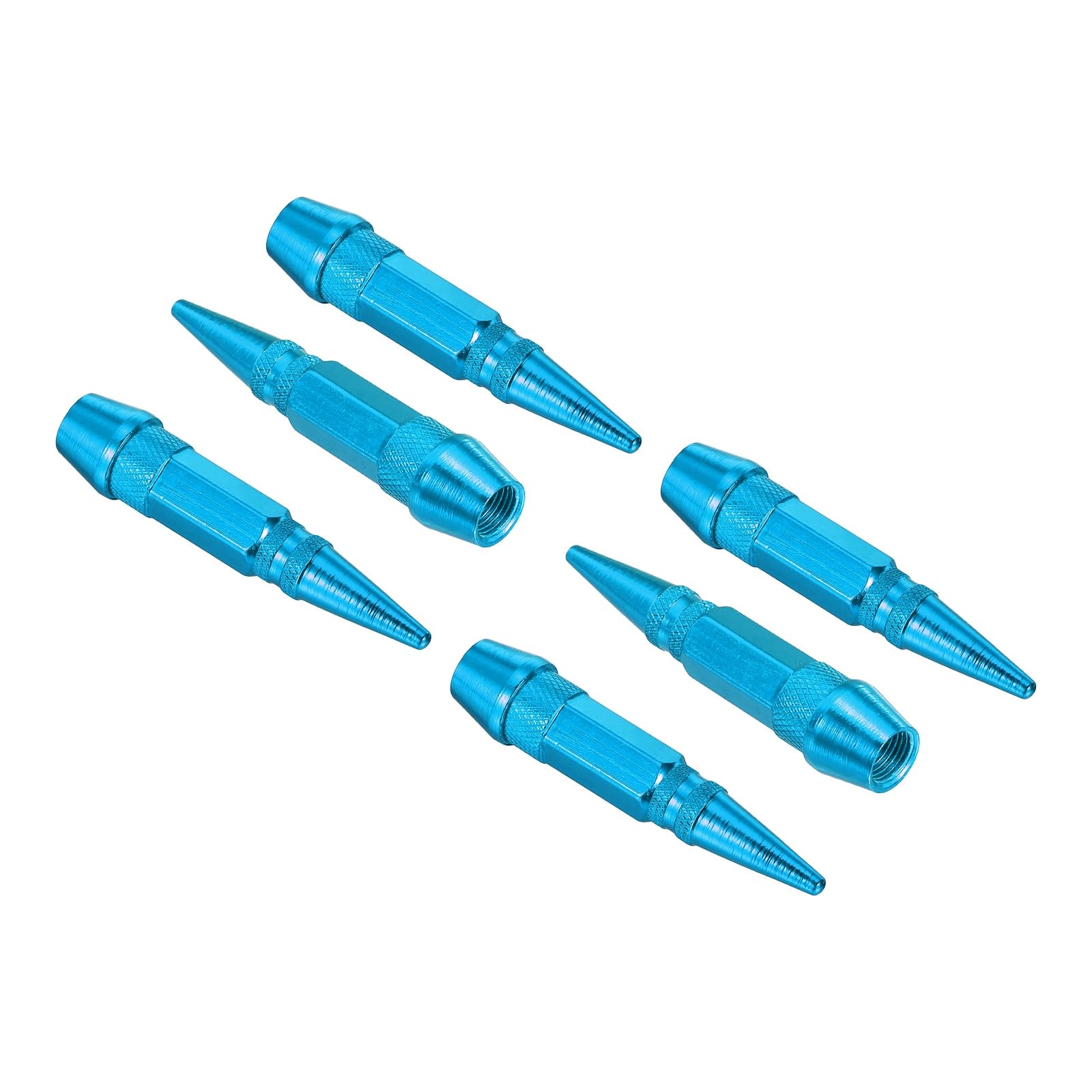 PATIKIL Spiked Shape Tire Valve Stem Caps 60mm, 6 Pcs Aluminum Alloy Car Wheel Valve Cap Universal Dustproof Tire Valve Covers for Car Bike Motorcycle Truck, Light Blue — image 1