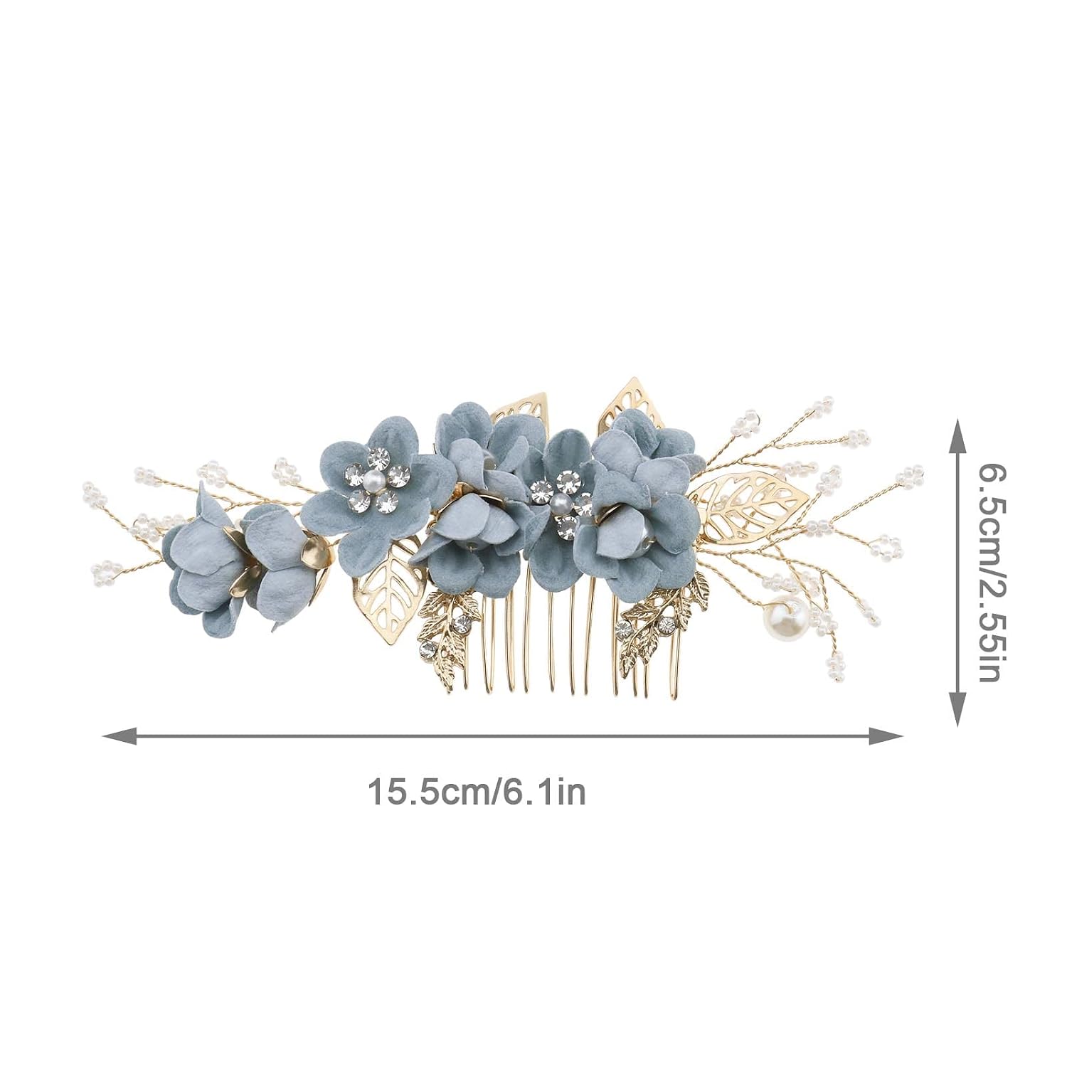 Hair Comb, Wedding Bridal Hair Clip, Rhinestone Pearl Floral Headpiece, Hair Accessories for Bridesmaid, Blue