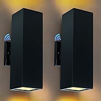 Vista 10 de Luces de pared para exteriores, luces LED RGB del anochecer al amanecer, IP56 de aluminio negro antioxidante, impermeable, montaje de pared