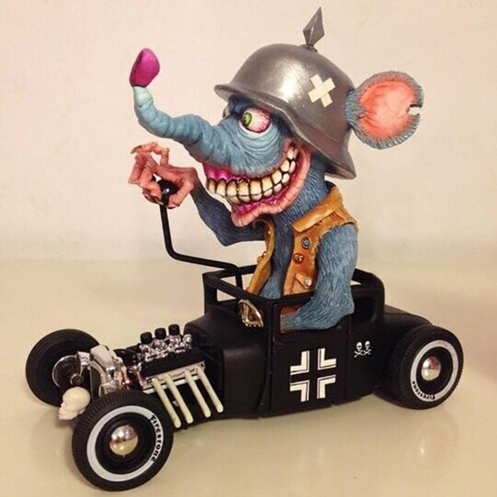MANQILE Angry Big Mouth Monster Driving Statue Rat Fink Halloween