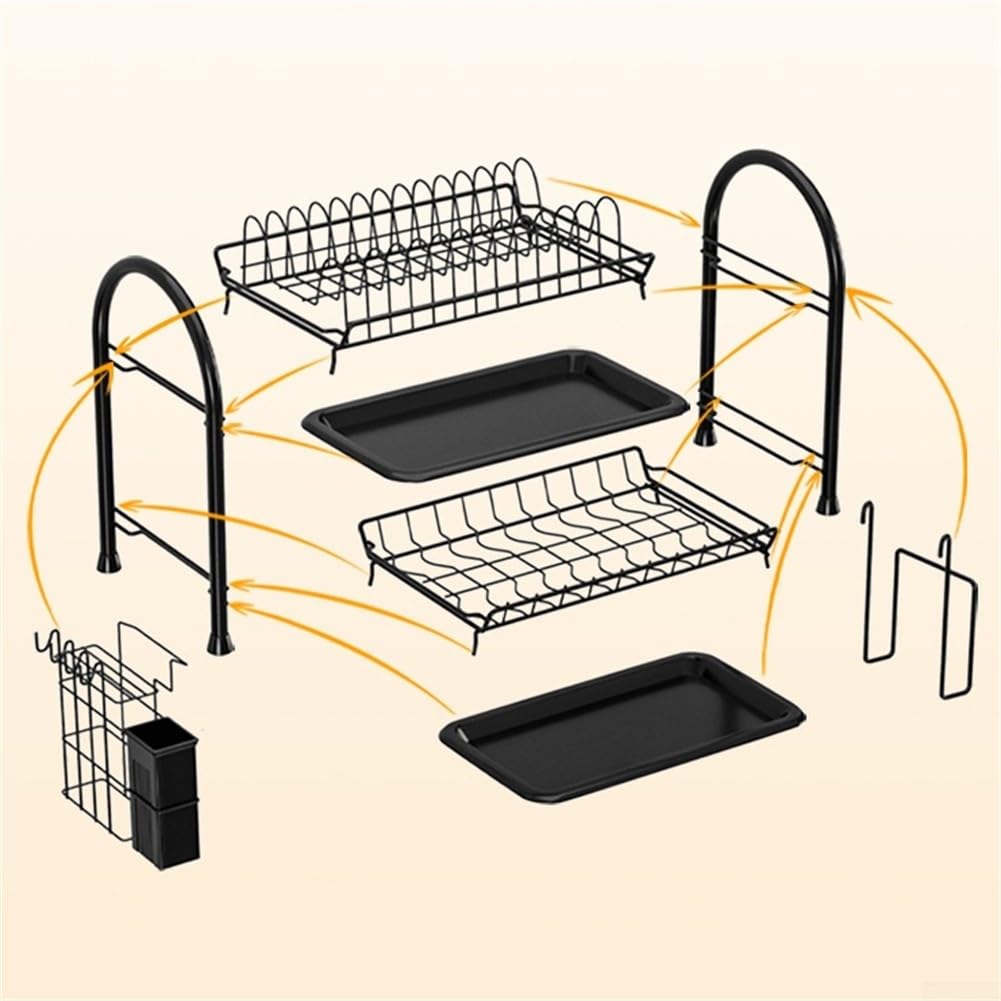 Carbon Steel Dish Drainer 2-Level Rust Resistant