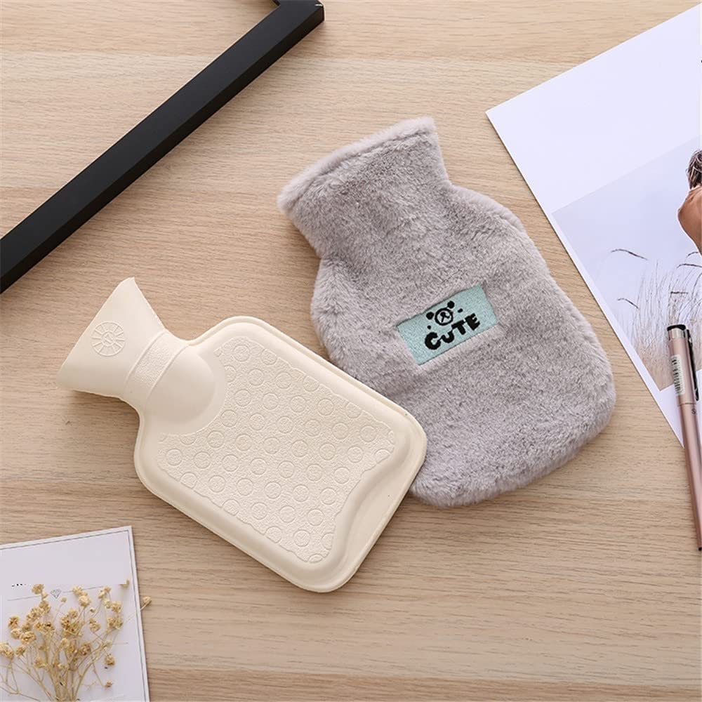 Bolsa Agua Caliente Botella De Agua Caliente con Funda Felpa Bolsa para Aliviar El Dolor Dolores Cabeza En La Espalda Noches Acogedoras Térmica(D)