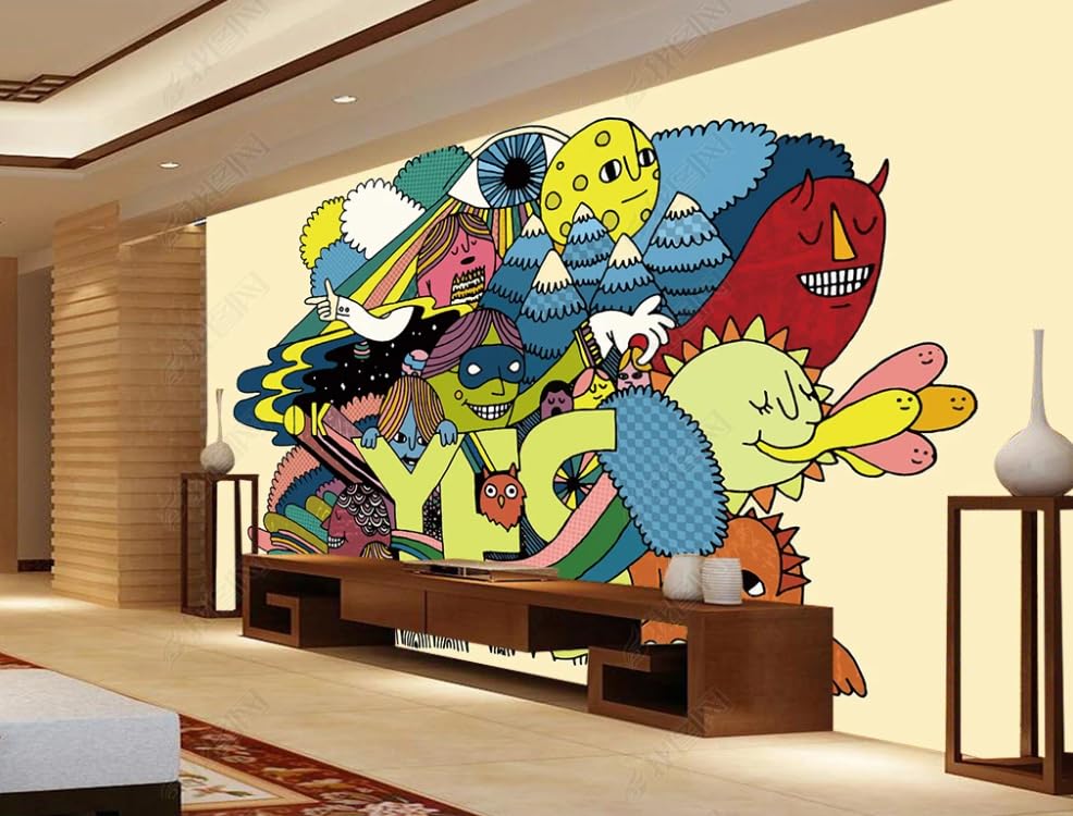 Papier peint intissé graffiti pour décorer un grand mur de salon