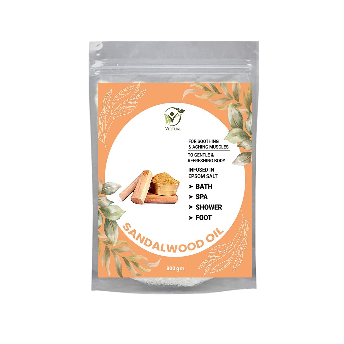 VIRTUAL Aromatherapy Bath Salt for Body & Foot Spa, Calming, Relaxing, Muscle Pain Relief with 100% Pure & Natural Sea Salt,Essential Oil & Vitamin E (900gm) (Sandalwood Bath Salt)-image-44
