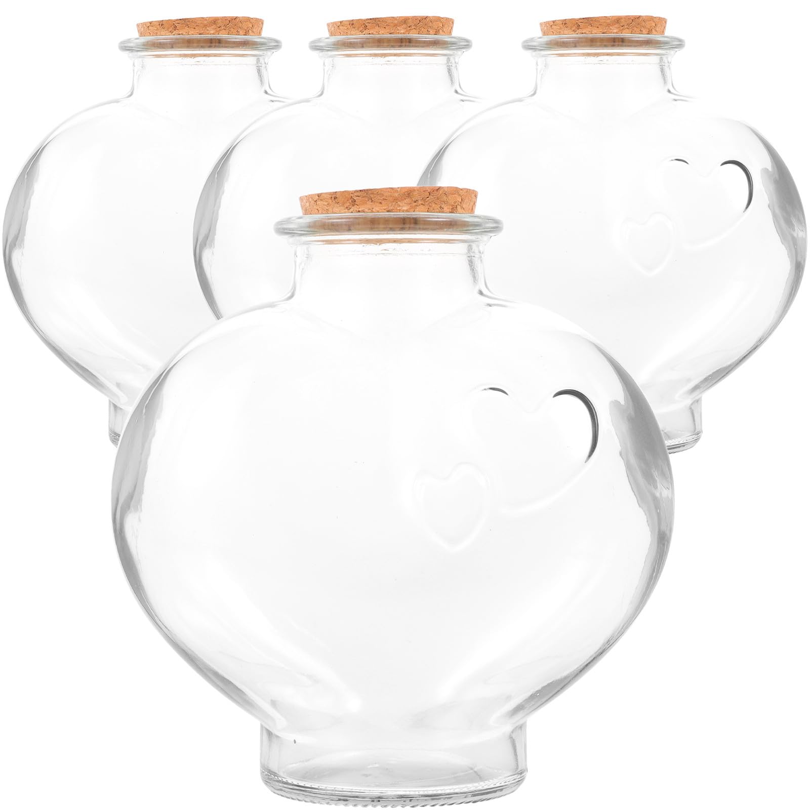 Bouteilles en verre à large ouverture de cœur pêche pour accessoires déco maison DIY