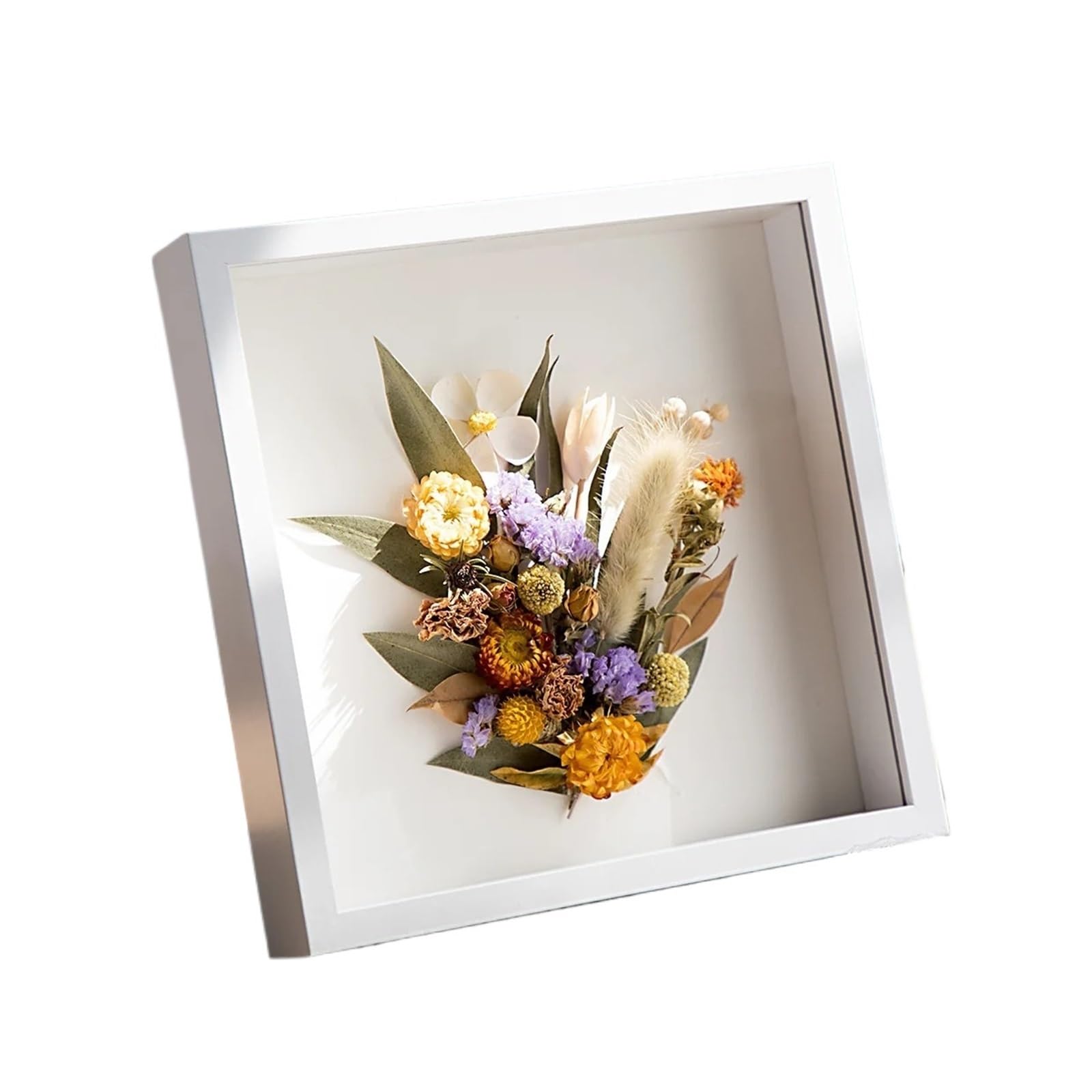Shadow Box Display, 2 Pcs Nordic DIY Wooden Shadow Box Frame Depth 3cm(White,23x23CM)