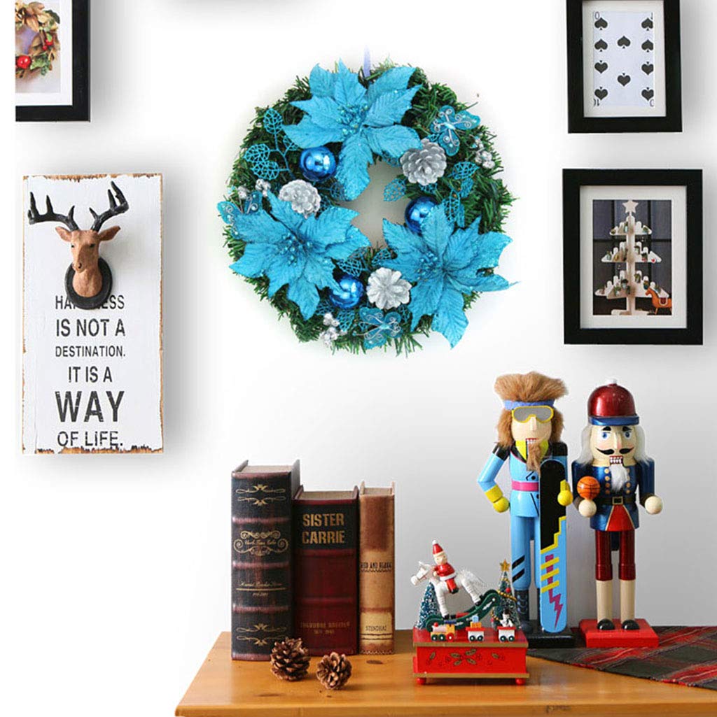Couronne de Ruban Créatif Flocon de Neige de Noël 40cm Couronne de Noël Décoration Pomme de Pin Artificielle Baie Ensemble Branches de Pin Naturel pour Décoration d'Arbre de Noël Maison Automne Hiver