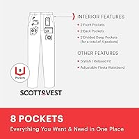 Vista 2 de SCOTTeVEST Pantalón cargo oculto para hombre, 8 bolsillos ocultos, casual para viajes y más