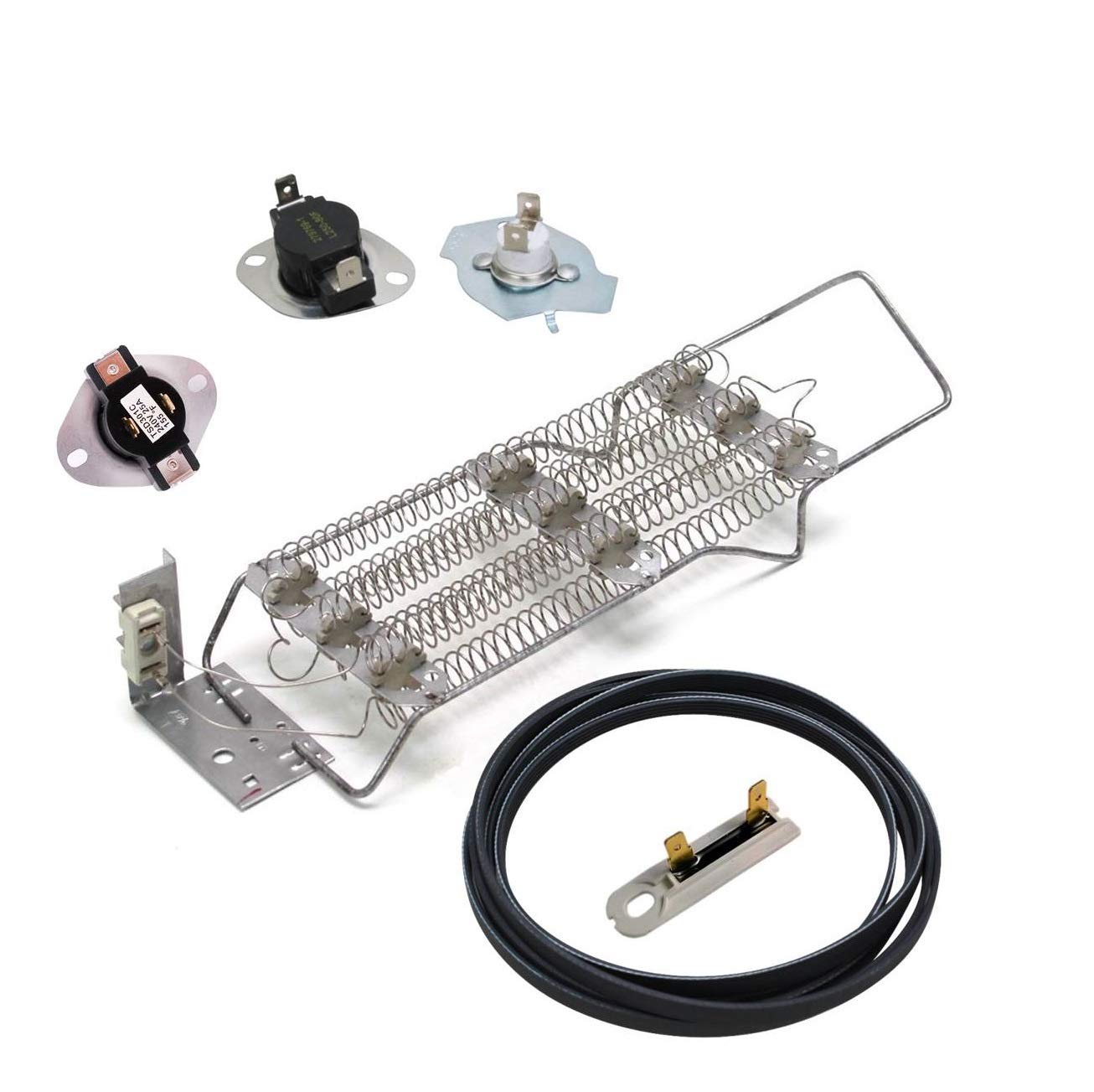 4391960, 279769, 3392519, 3387134, 341241 Dryer Replacement Heater, Thermostats and Belt Kit Replaces WP4391960