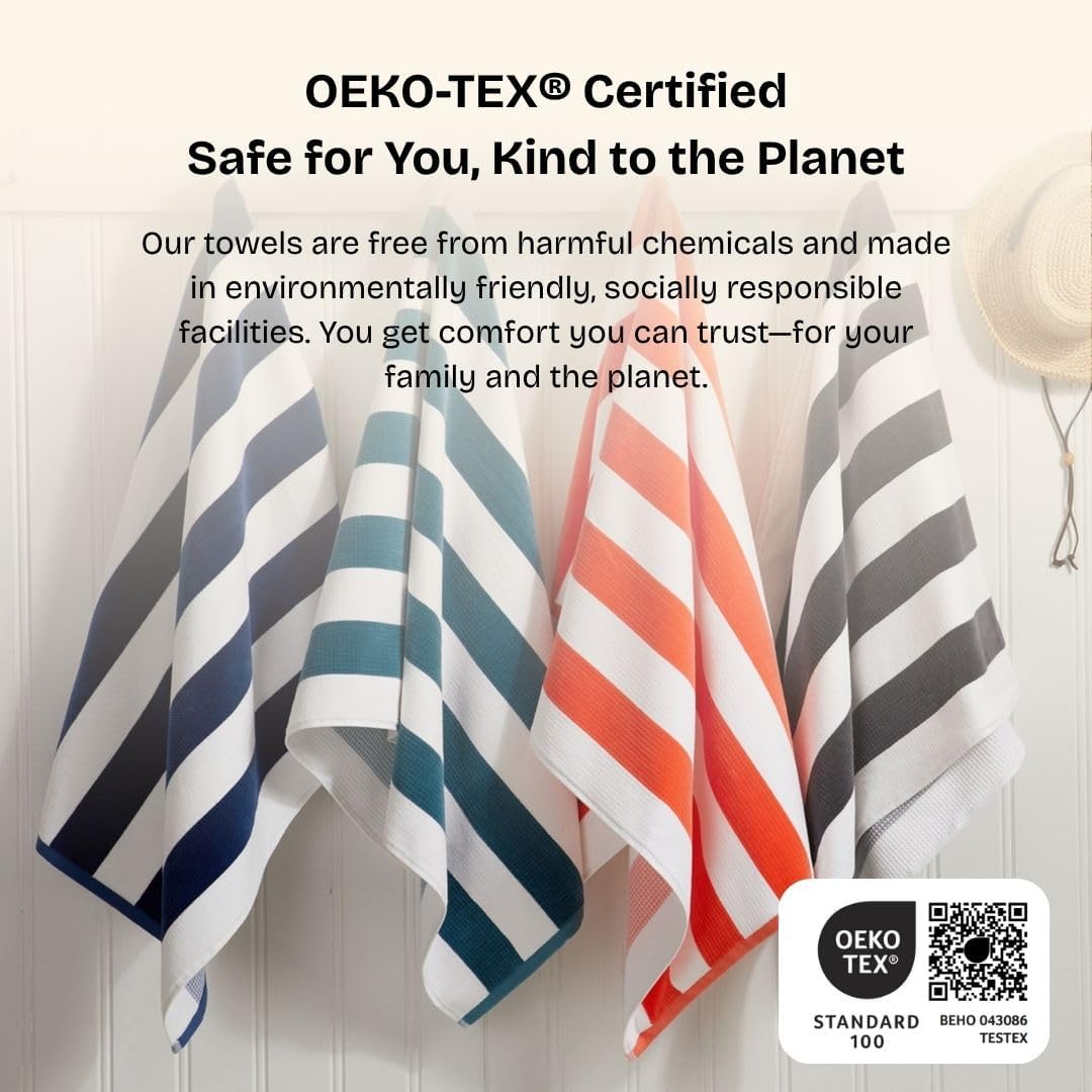 Loon & Lake Sand Resistant Beach Towels | Waffle Weave Reverse to Classic Plush Velour | Oversized 40" x 70" | Crafted from 100% Combed Cotton | Wolfeboro Collection - Coral - Image 6