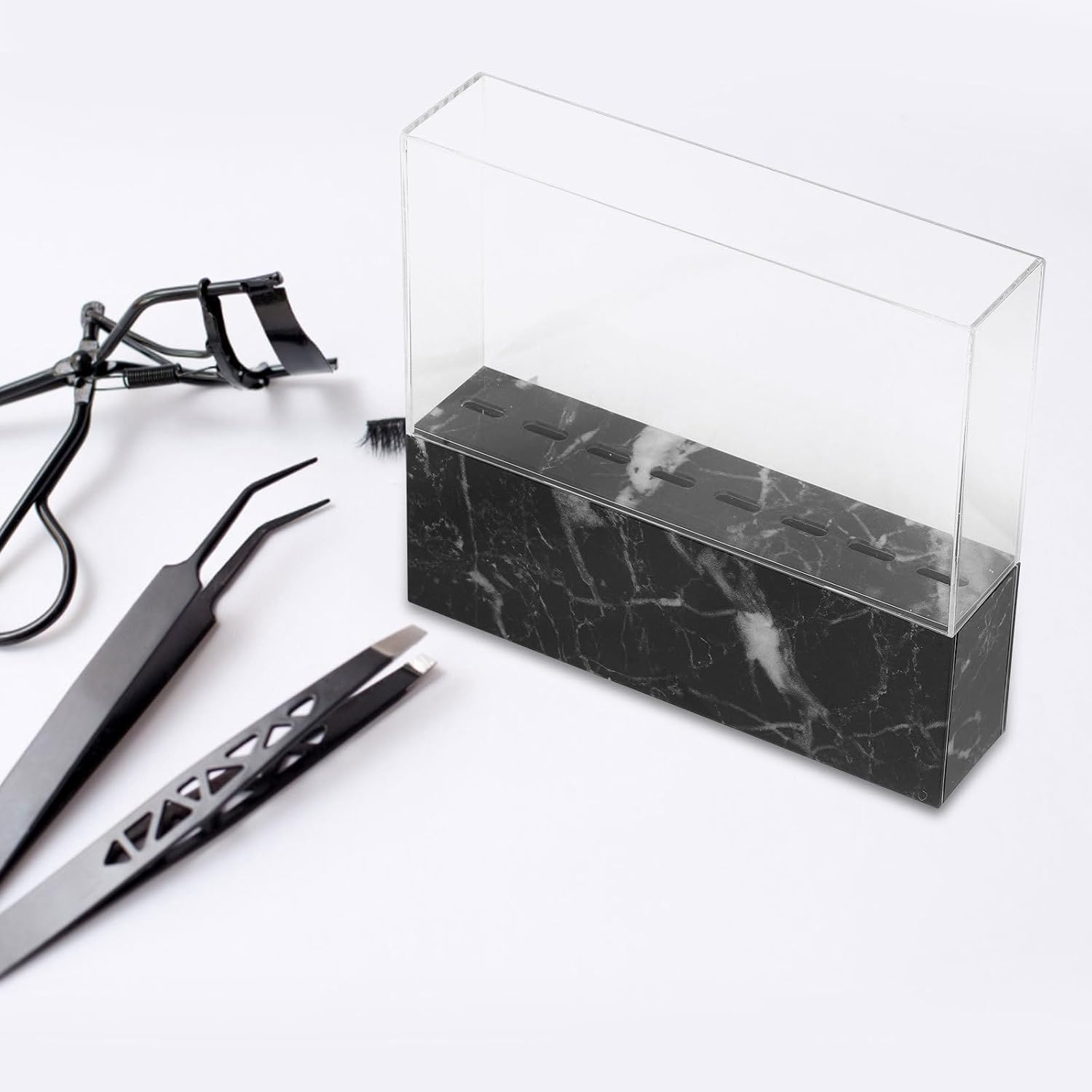 KALLORY Acrylic Tweezers Display Rack for Makeup and Eyelash Tools Black image 4