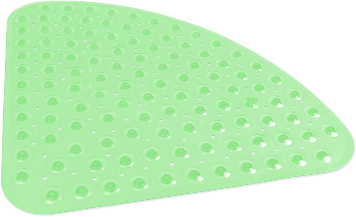 DII Anti-Slip Non Slip Allergen-free Rounded Triangle Mildew Resistent Pebble Vinyl Shower, Bathtub Mat 20.25x20.25" with Safety Grip Suction Cup, Small Teal