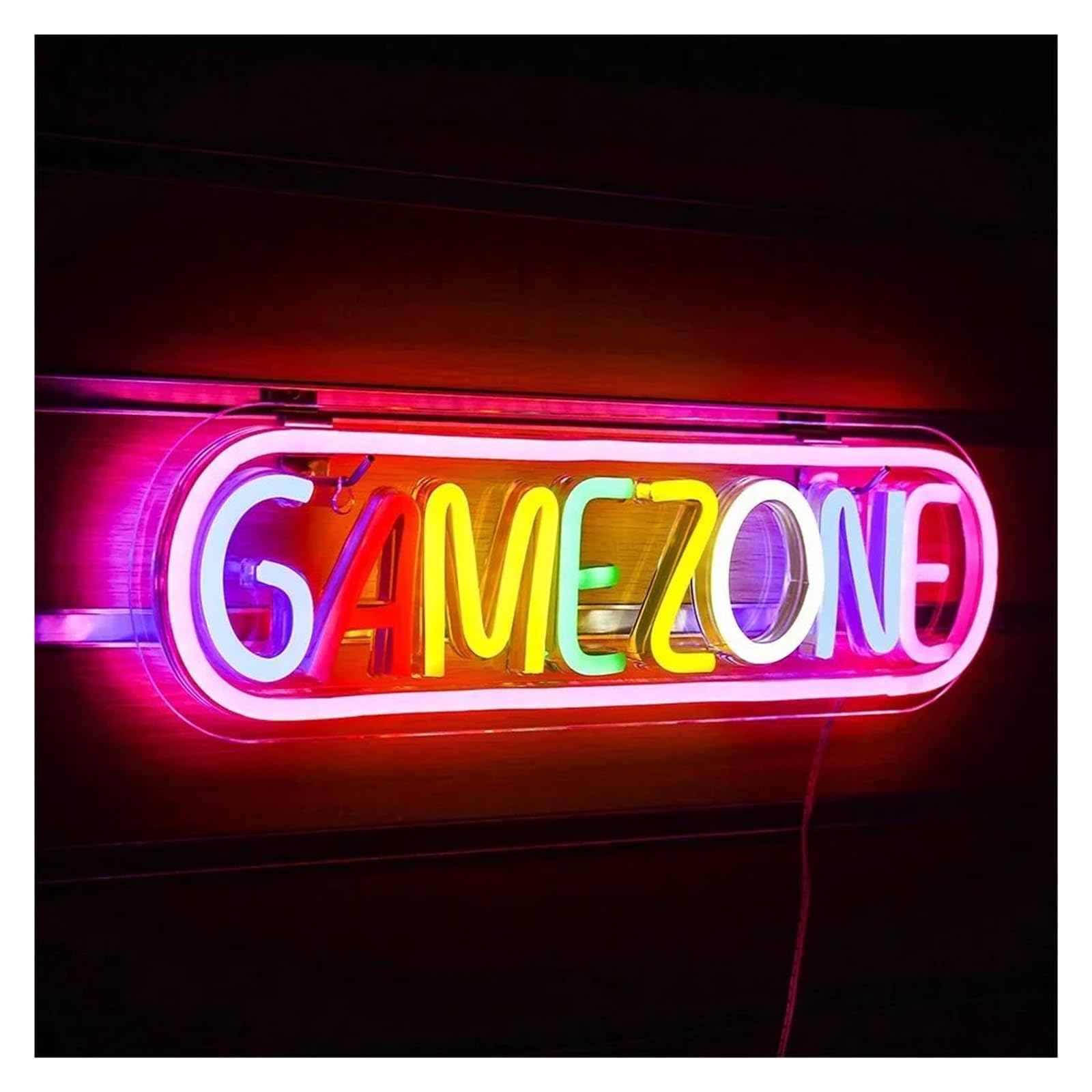 Luz de Diseño de Digital Letreros De Neón GAME ZONE Para Decoración De Pared, Luz LED Para Sala De Juegos, Área De Juegos, Lámpara De Pub Man Cave Iluminada De 42cm×12cm