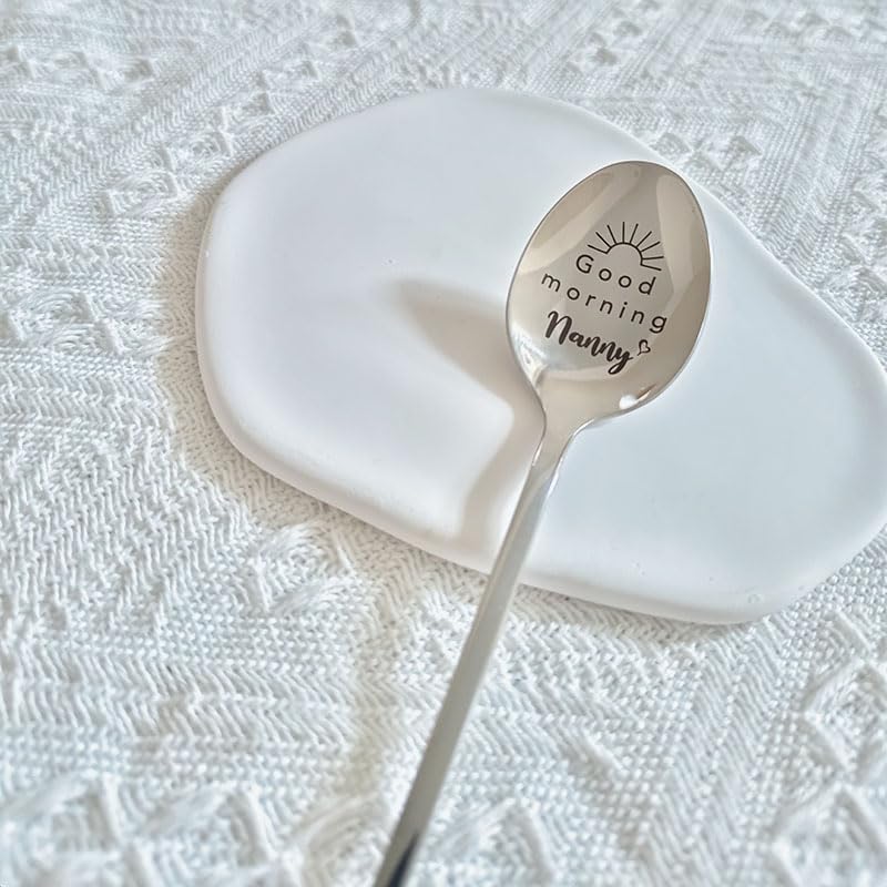 Nanny Gifts Spoons from Grandkids Grandchildren Good Morning Nanny Spoon for Nanny Tea Coffee Lovers Gifts Spoons for Nana Grandma Mothers Day Gift for Nana Grandmother