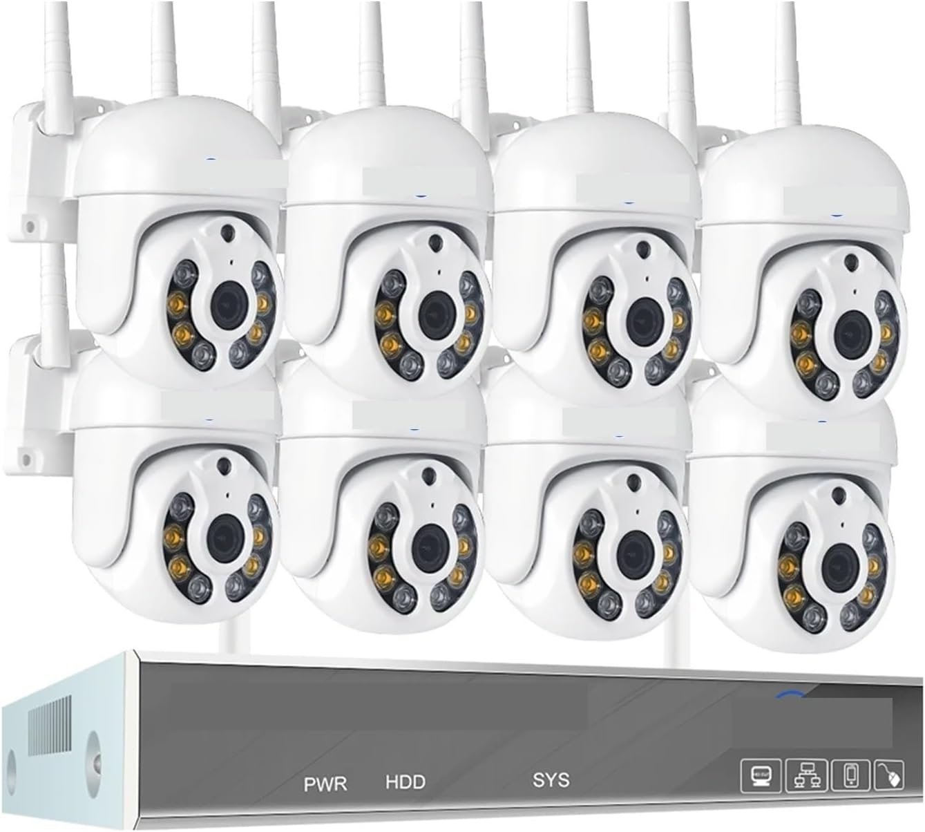 4MP HD Wireless Surveillance System WiFi PTZ Camera Set CCTV Two Way Audio Waterproof IP Security 10CH P2P NVR Video Kit(3T(户外运动),10CH 5MP 8 PTZ)