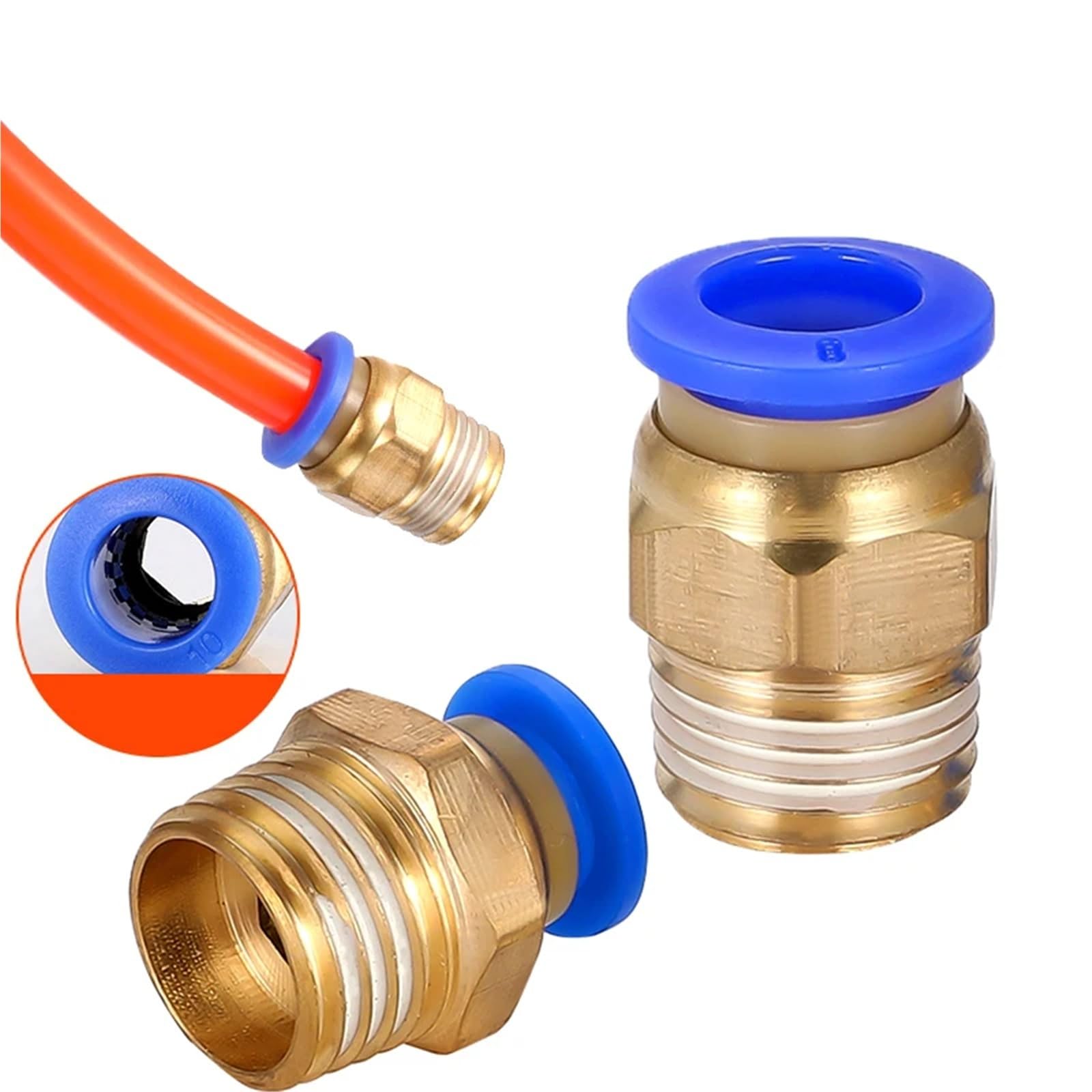 Raccordo pneumatico per PC, 4 mm, 6 mm, 8 mm, 10 mm, 12 mm, 1/4 1/2 1/8 3/8, pressione di spinta 4-M5 6-M5, 100 pezzi (PC12-03)