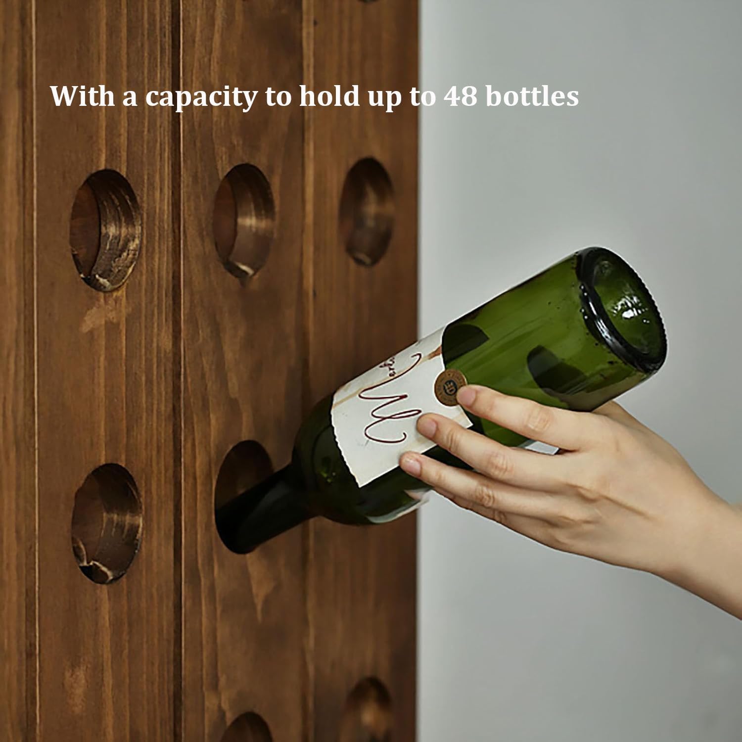 Wooden Wine Racks, Wall Mounted Riddling Rack Rustic Wine Storage Racks, Wine Glass Rack Wall Mounted for Living Room,Kitchen,Dining Room (4 * 8)