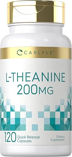 Carlyle Suplemento de L-teanina de 200 mg 120 cápsulas Sin OMG, sin gluten
