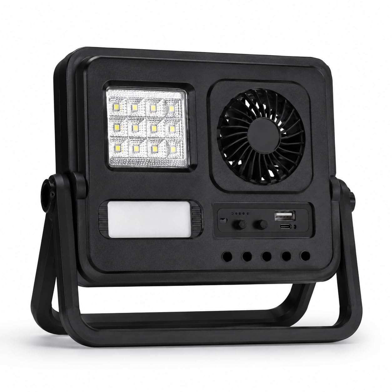 DRUMSTONE { 2026 Brings 5 Years Warranty } Solar Emergency Light with Fan Rechargeable Portable Power Cut Lamp, Energy Saving LED Light with Mobile Charging & Solar Panel 2400mAh-image-16