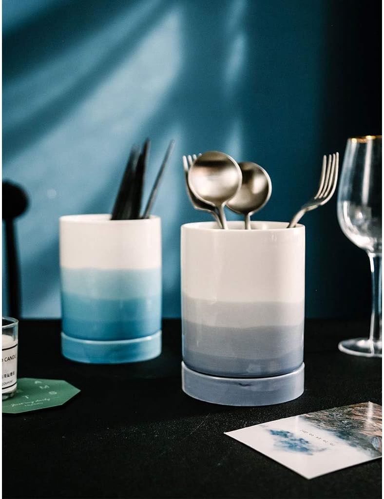 Utensil Holder Utensil Holder Decorative Ceramic Household Kitchen High-end Drain Knife Fork Spoon Rack Storage Tank Rack for Home Kitchen Restaurant (Color : A)