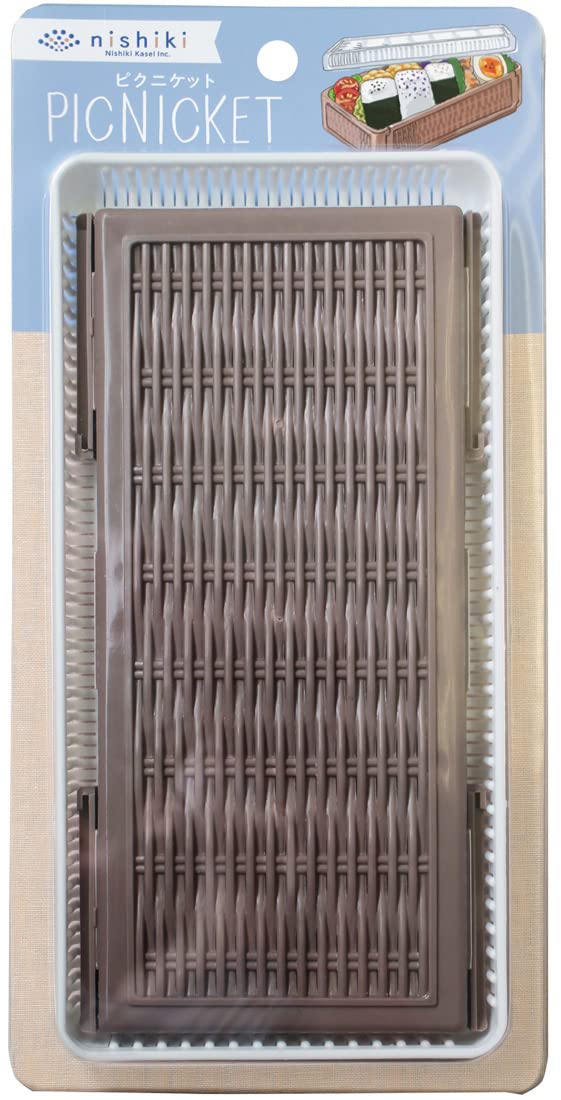 Nishiki Kasei Folding Lunch Box Picnic Knockdown 4.3 x 8.7 inches (11 x 22 x 8 cm), Off White/Brown