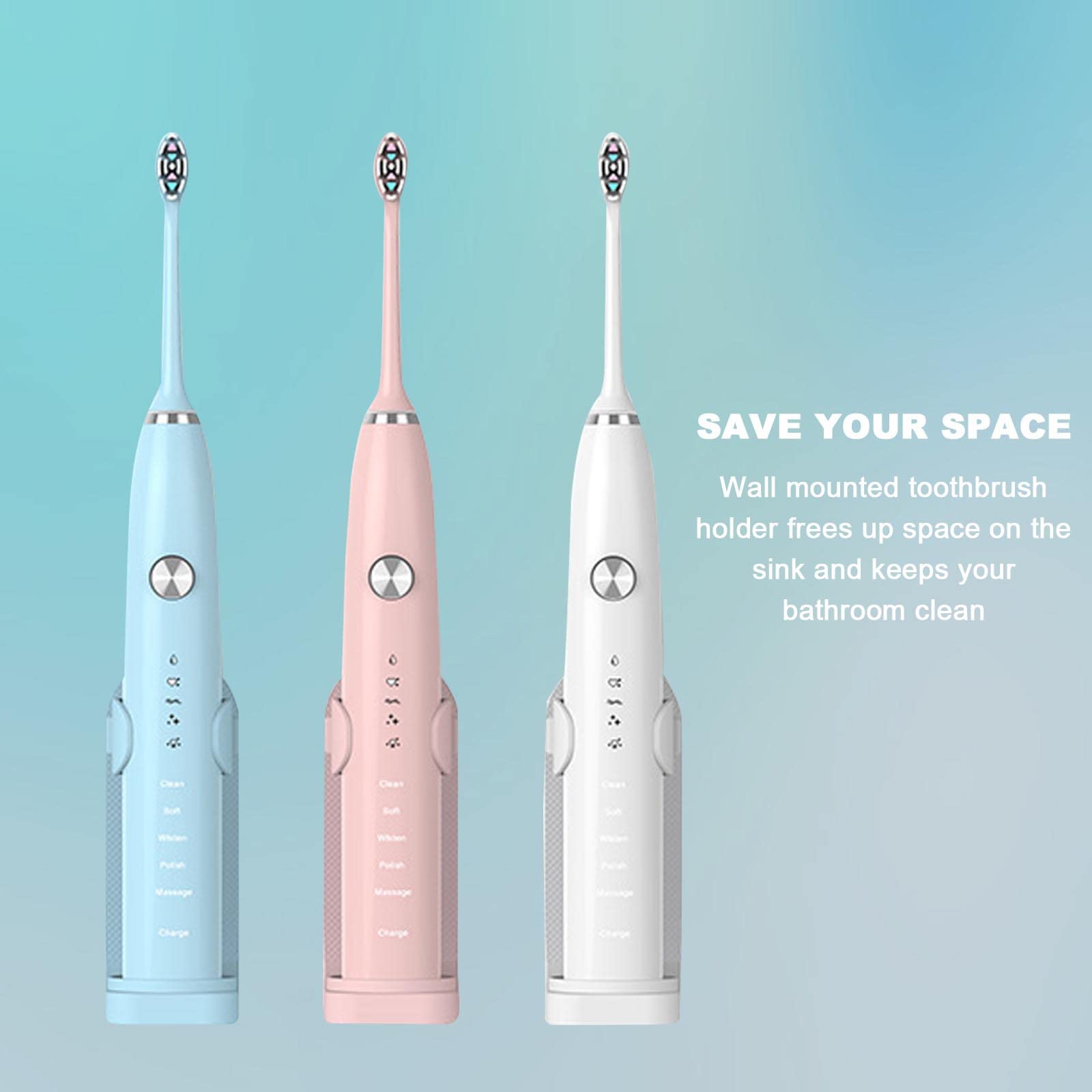 AWAVM 4PCS Electric Toothbrush Holder, Toothbrush Organizer, Wall Mounted Adult and Child Household Toothbrush Stand, White, Pink, Blue - Image 4
