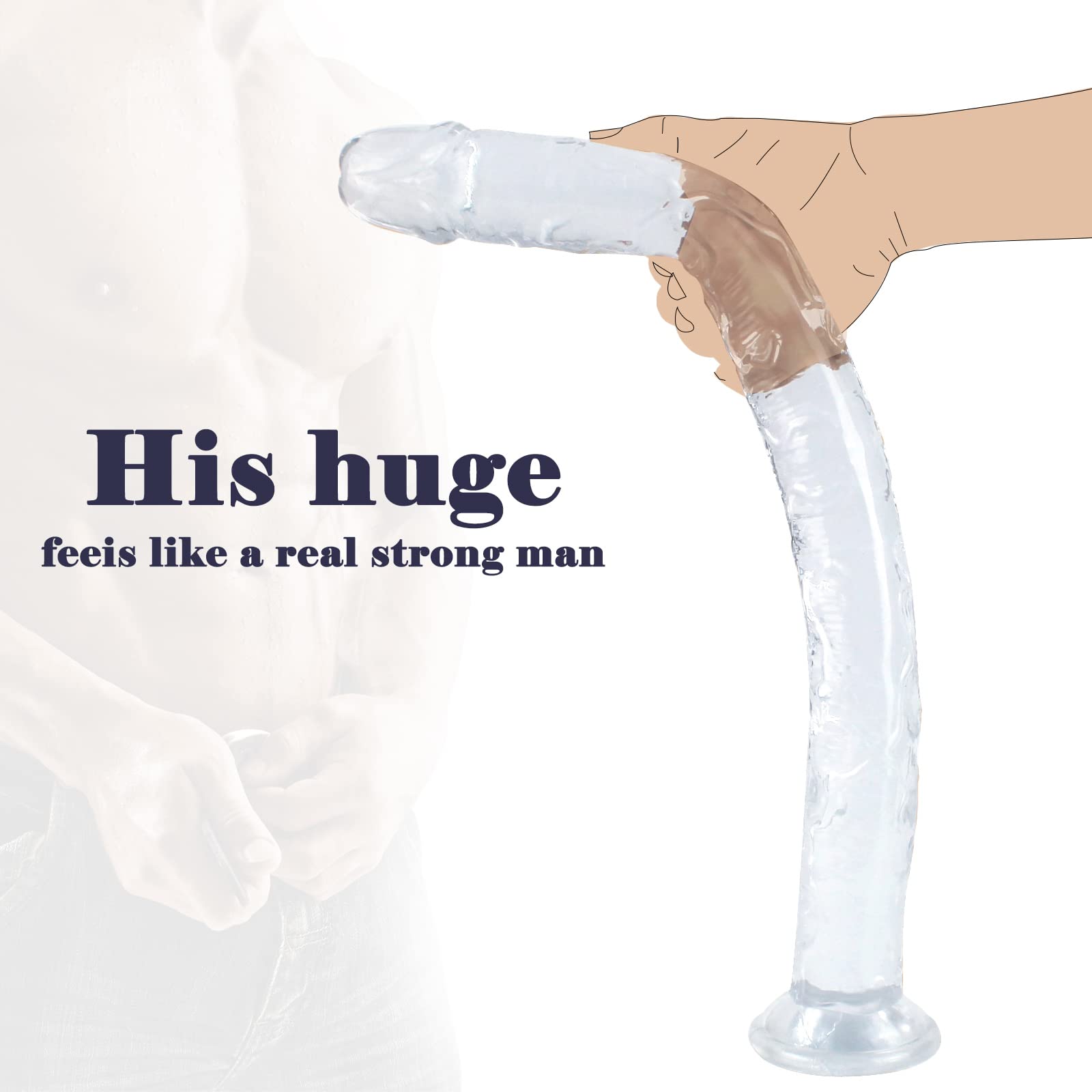 BDSMAGE 45cm extra langer Dildo,XXXL Dildo mit Starkem  Saugnapf,Transparenter Silikon Kristall Analdildo,Anal Plug Perfekter  Masturbator Flirt Dong Sexspielzeug fr Paare Frauen : Amazon.de: Drogerie  & Krperpflege